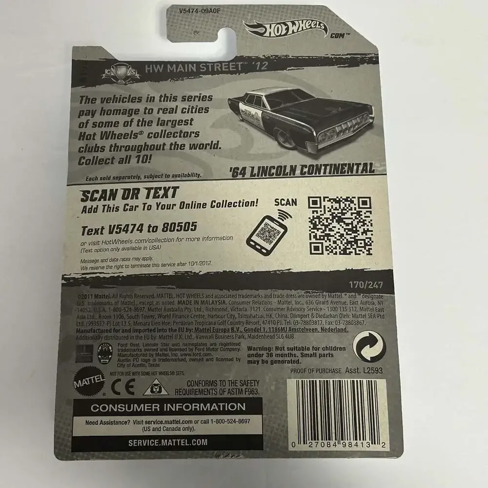 Hot Wheels 2012 HW Main Street '64 Lincoln Continental 170/247